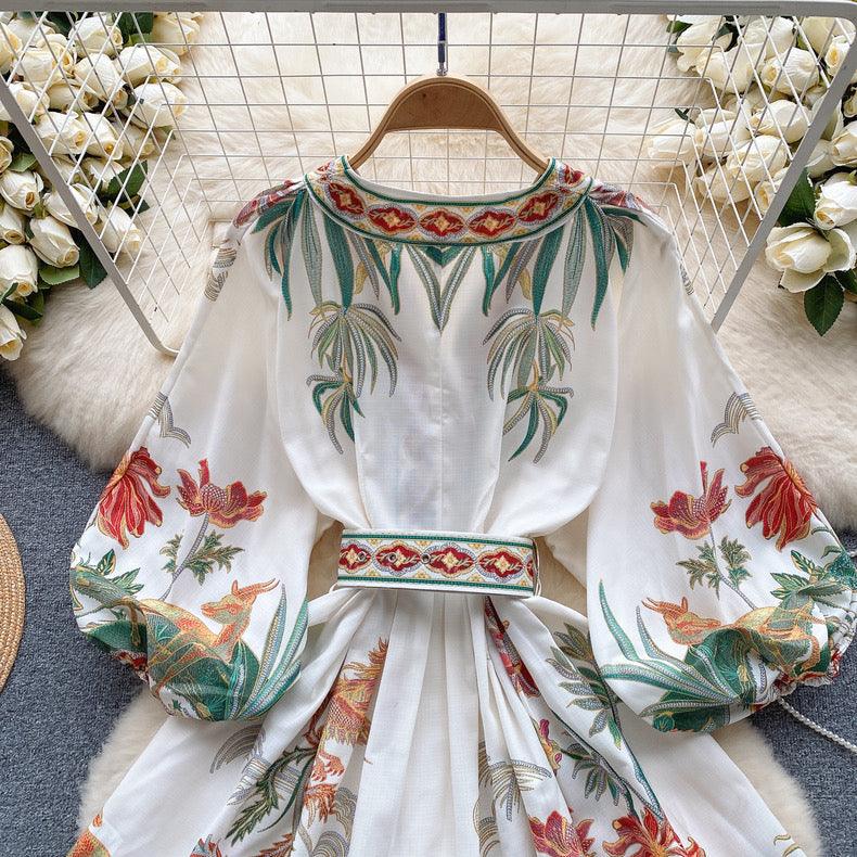 Tropical Vintage Dress with Belt - Image 5