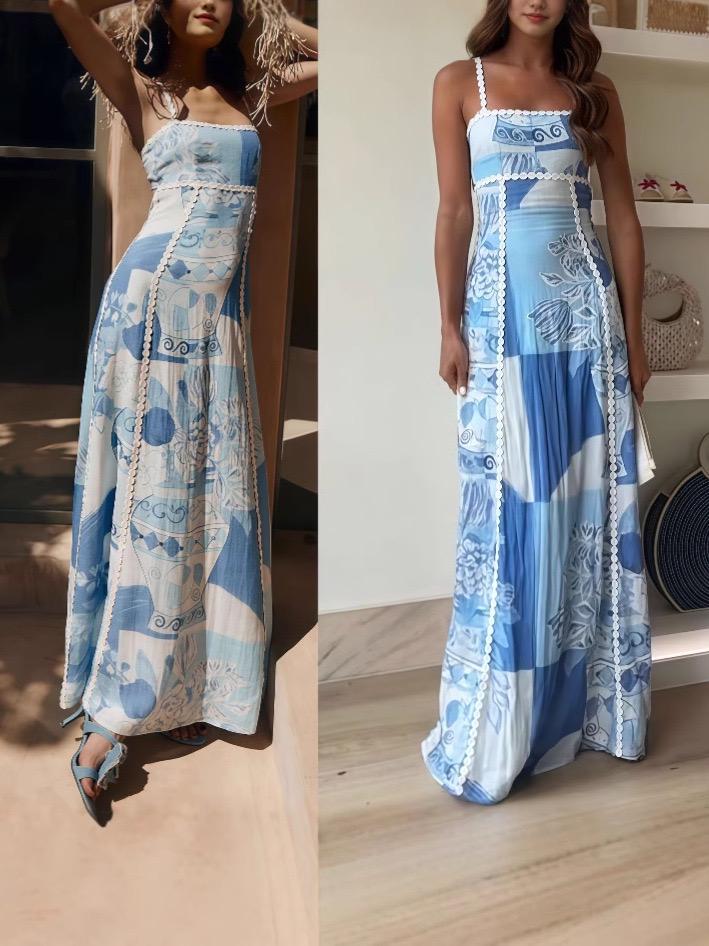 Valoria Statement Summer Maxi Dress In Blue - Image 3
