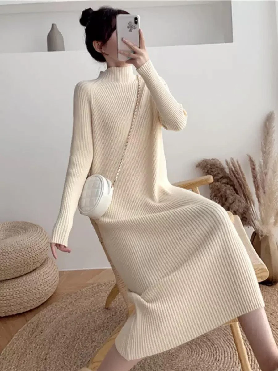 Vienna Knit Midi Dress In Beige - Image 7