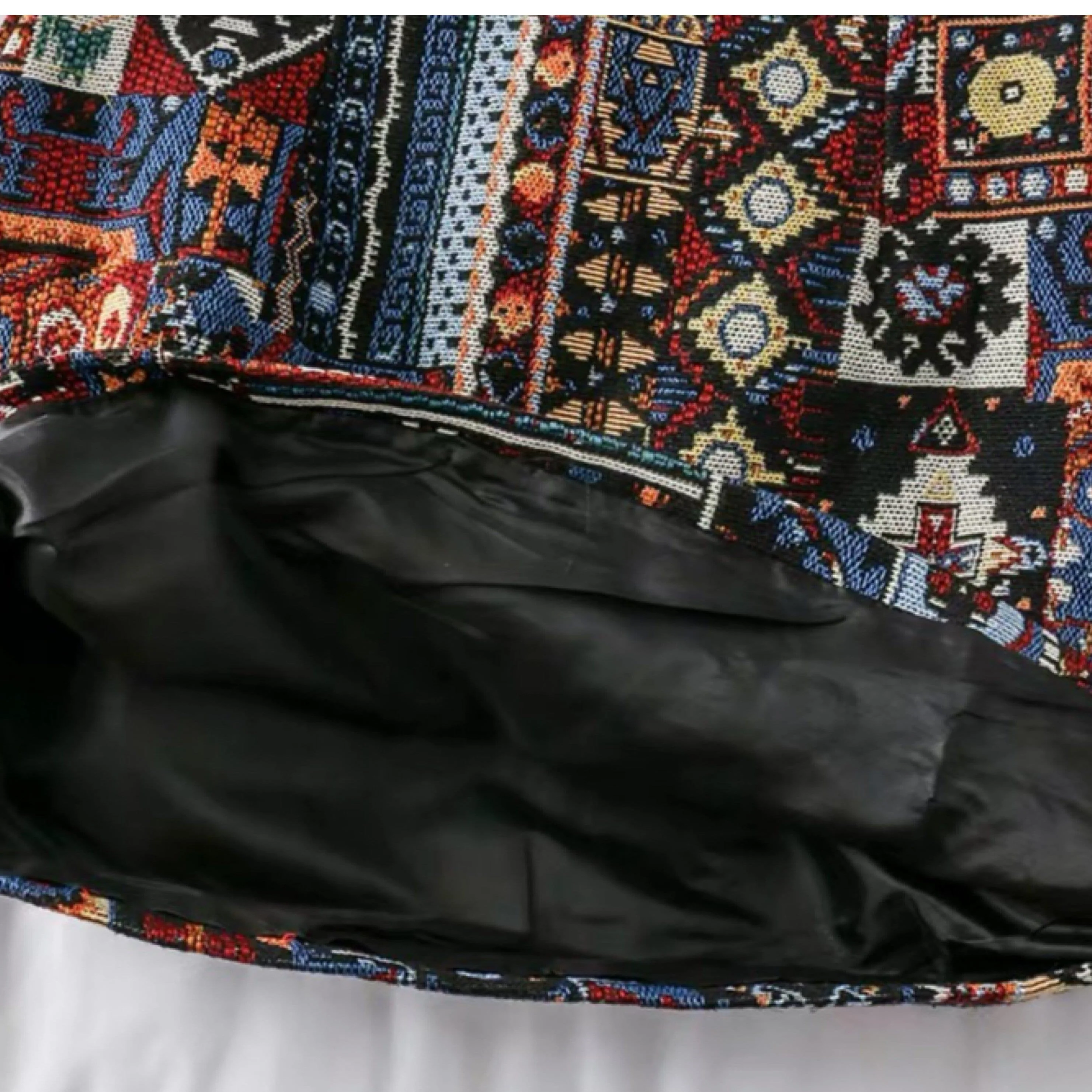 Vintage Tesla Embroidered Skirt In Blue - Image 4