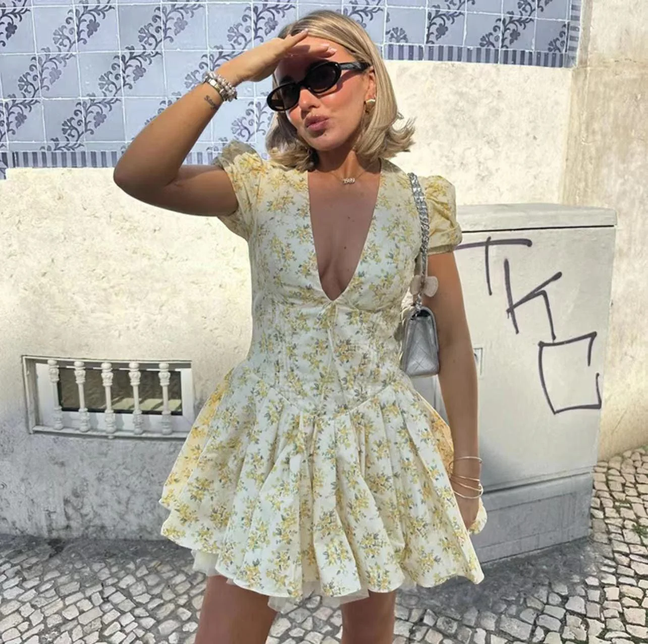 Vironica Floral Summer Dress In Yellow - Image 3