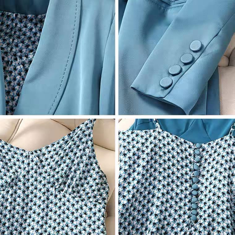 Willa A Line Dress with Blazer In Blue - Image 4