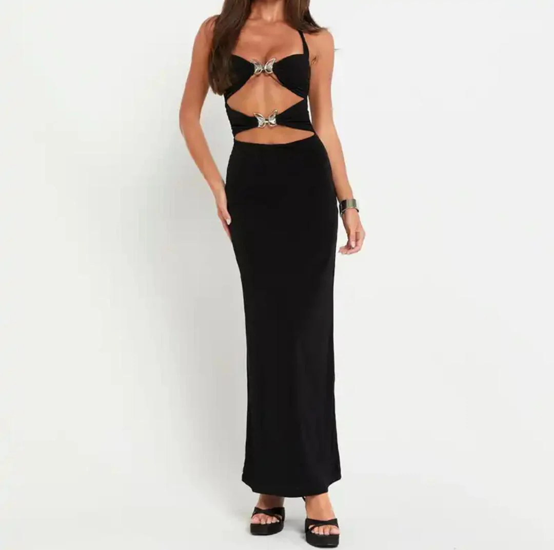 Wings Statement Bodycon Maxi Dress In Black - Image 6