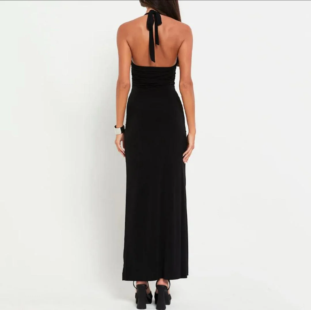 Wings Statement Bodycon Maxi Dress In Black - Image 7