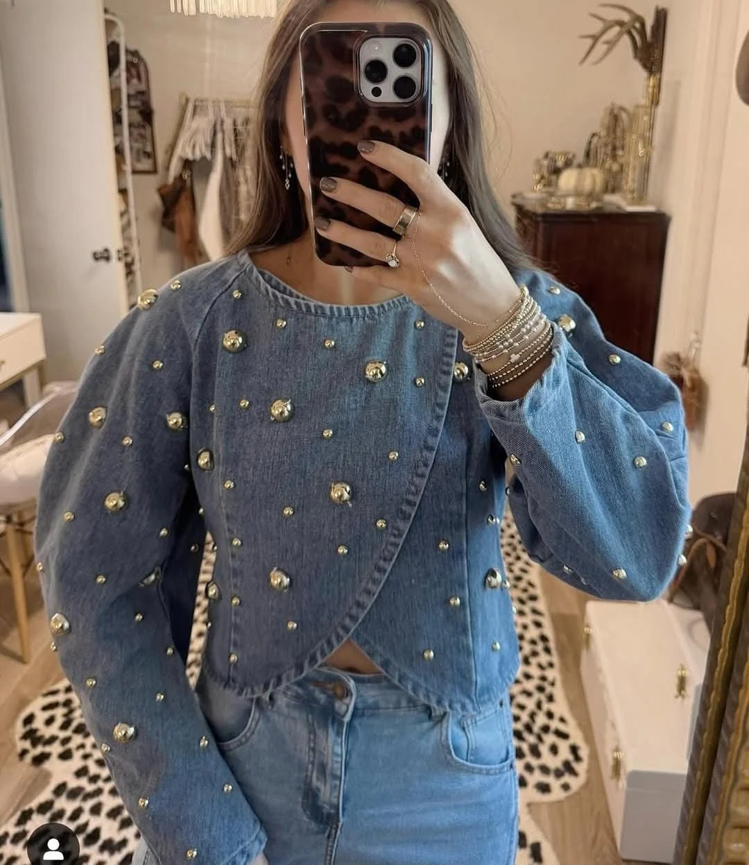 Yasmin Embellished Denim Blouse - Image 3