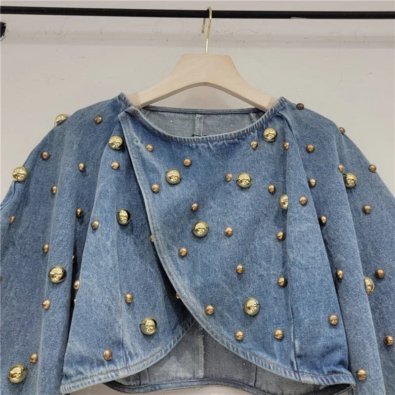 Yasmin Embellished Denim Blouse - Image 4