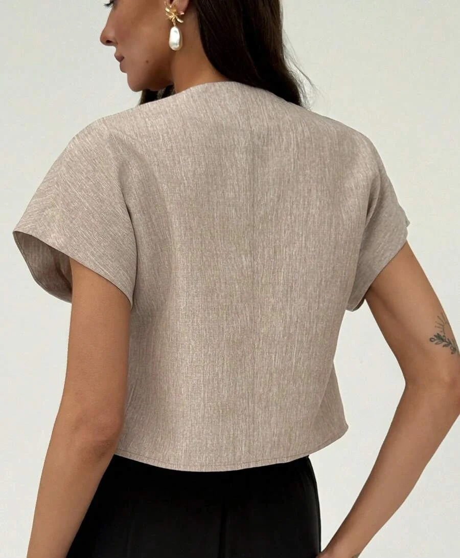 Yasmine Statement Top In Beige - Image 3