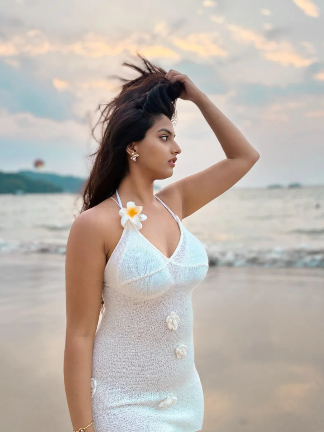 Yazu Rosette Premium Maxi Dress in White - Image 3