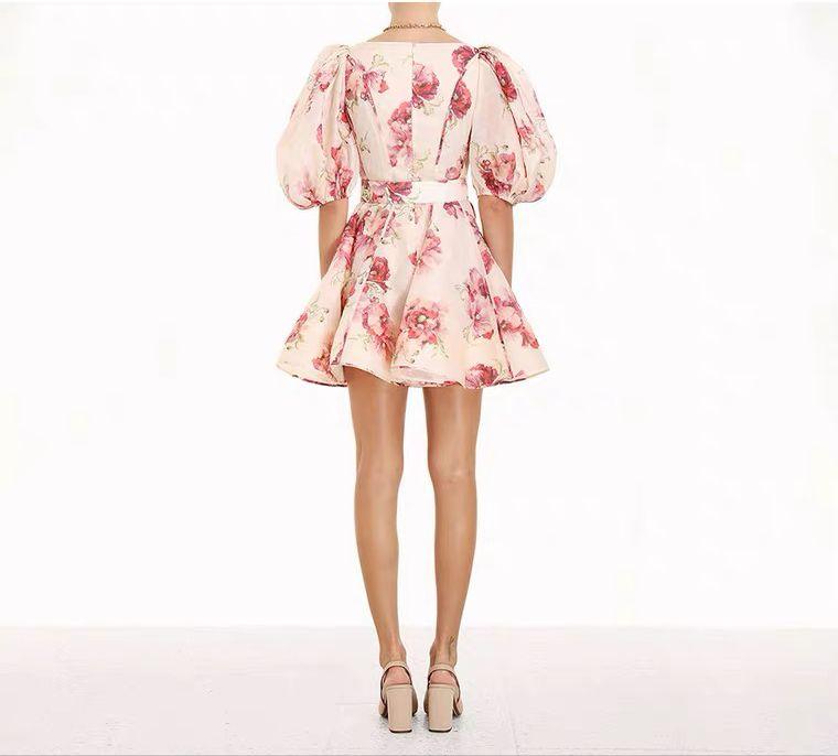 Zariah Luxe Belted Statement Dress In Peach - Image 4