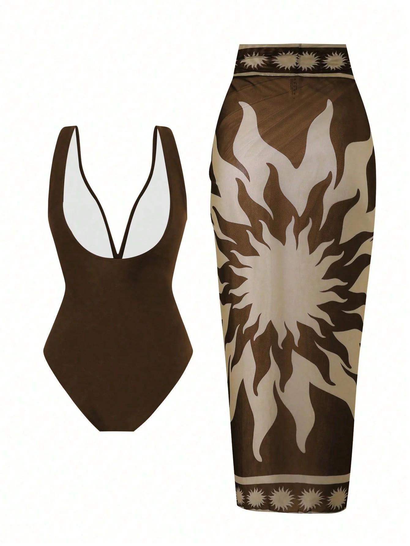 Zelie Printed Swimsuit With Sarong - Image 5