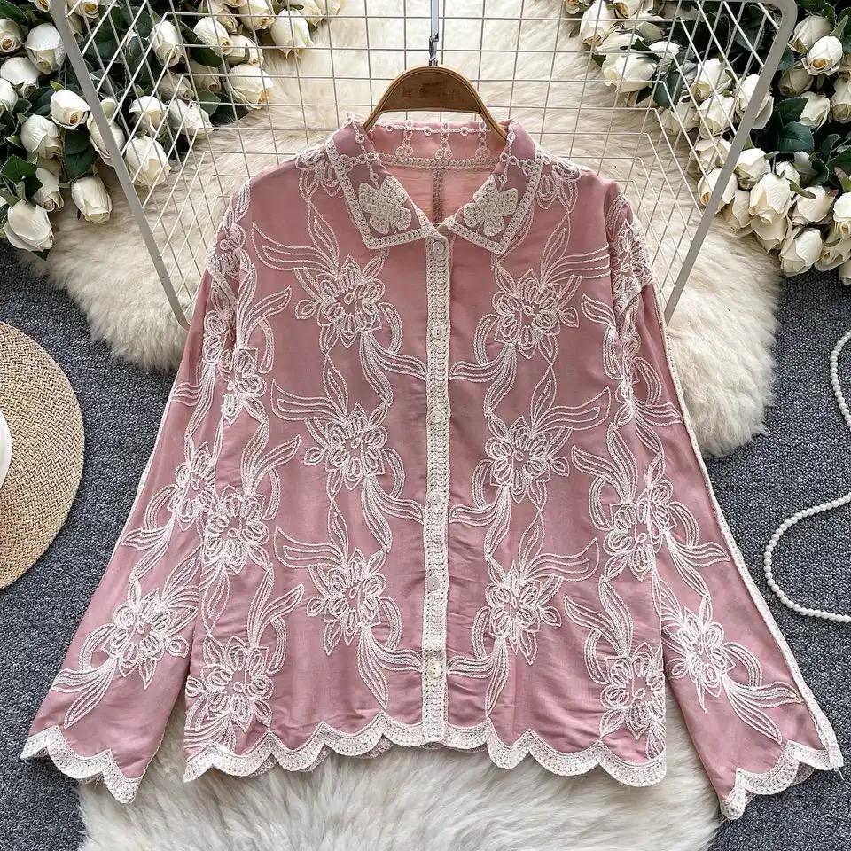 Zen Premium Embroidered Cotton Shirt In Pink