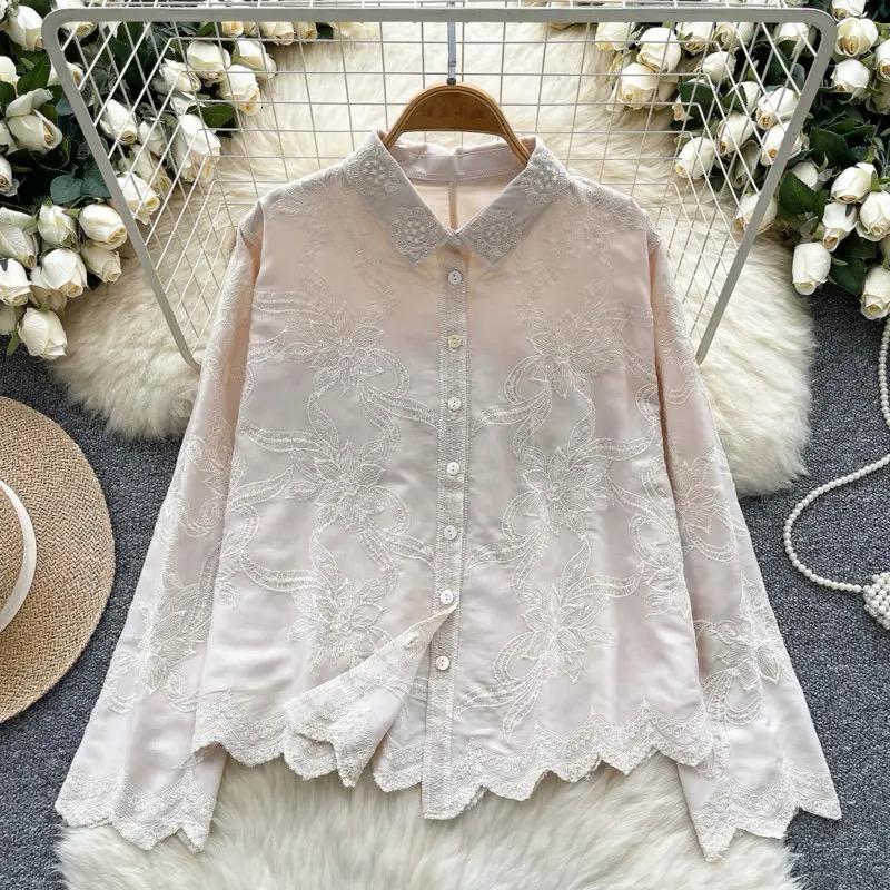 Zen Premium Embroidered Cotton Shirt In Beige