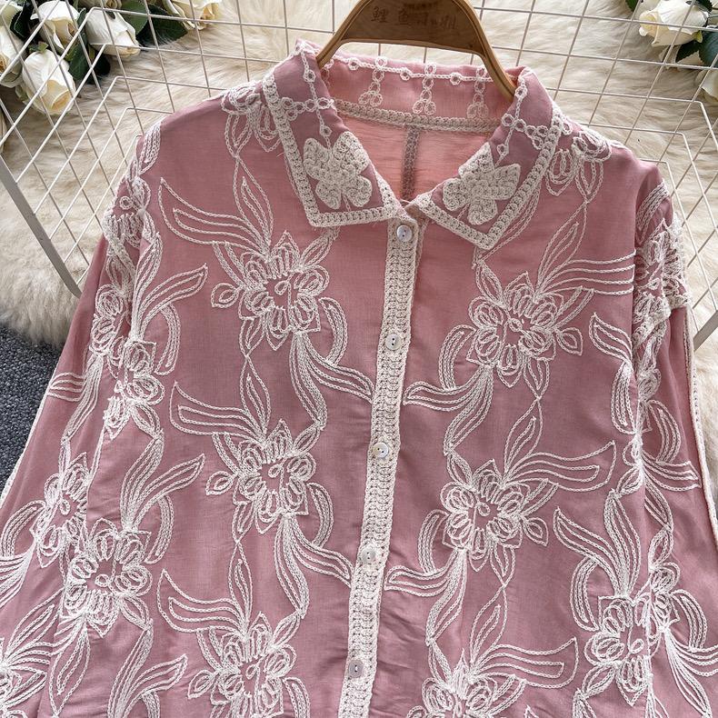 Zen Premium Embroidered Cotton Shirt In Pink - Image 2