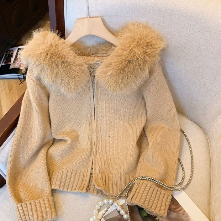 Zeta Fur Woolen Jacket In Brown - Image 6