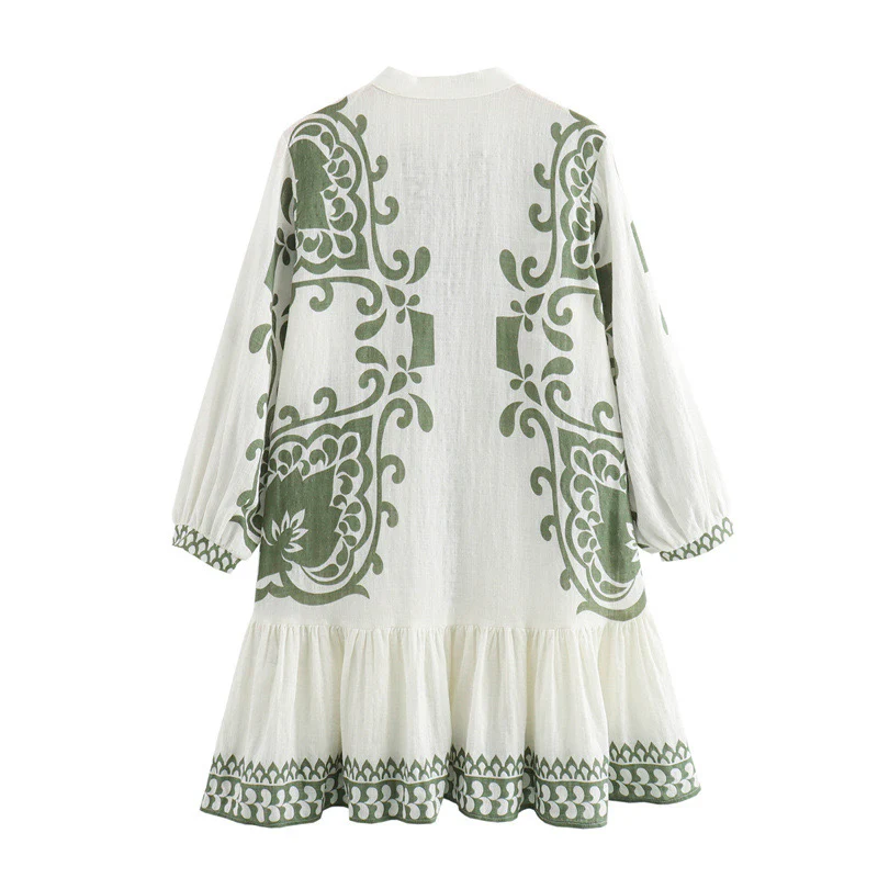 Zhenya Printed Summer Dress In White - Image 2