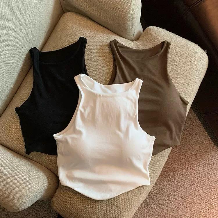 Zia Tank Top With Inbuilt Bra In White - Image 4