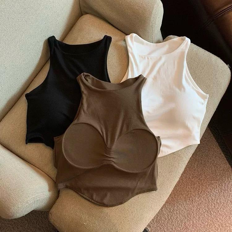 Zia Tank Top With Inbuilt Bra In Brown - Image 6