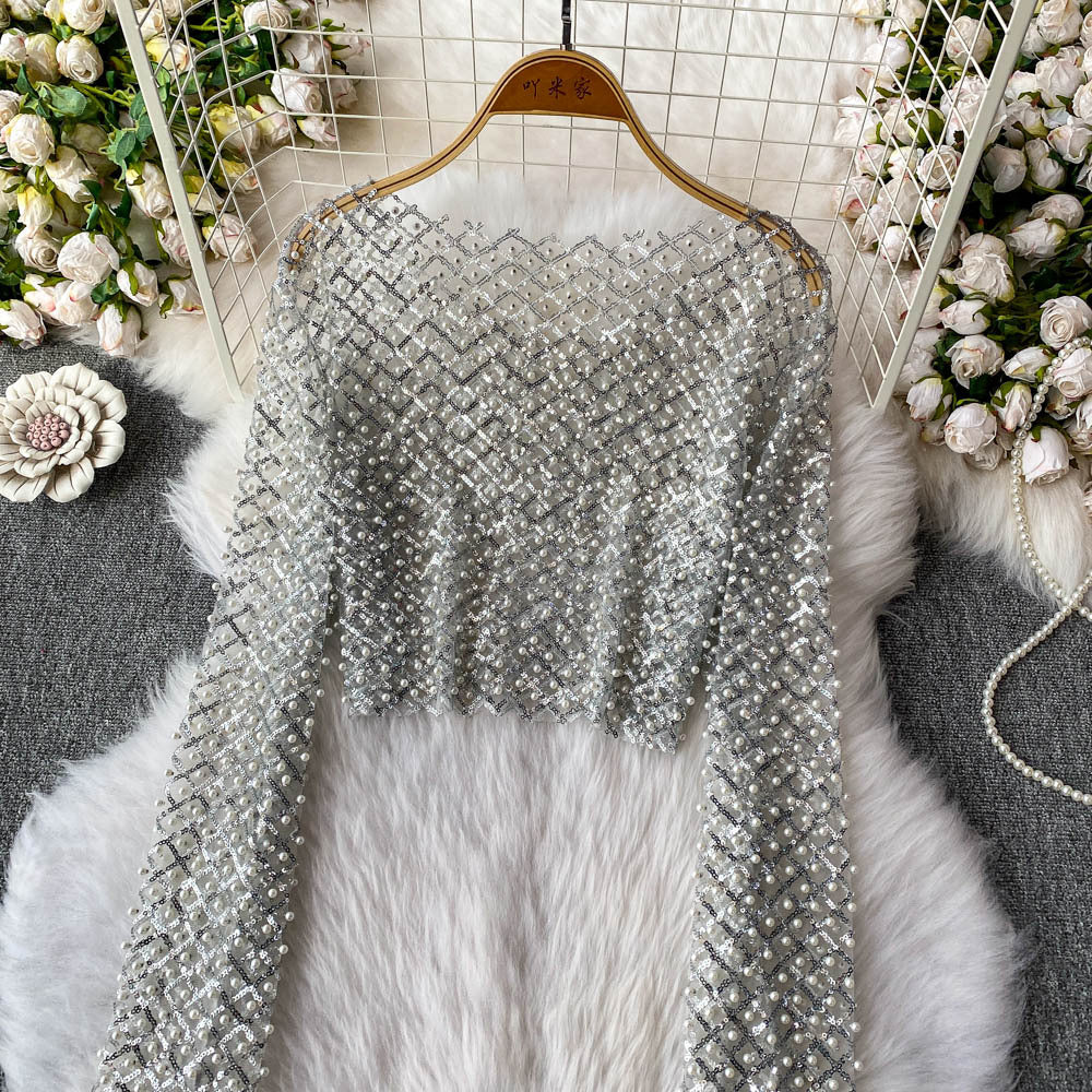 Zinia Mesh Sequined Crop Top - Image 5