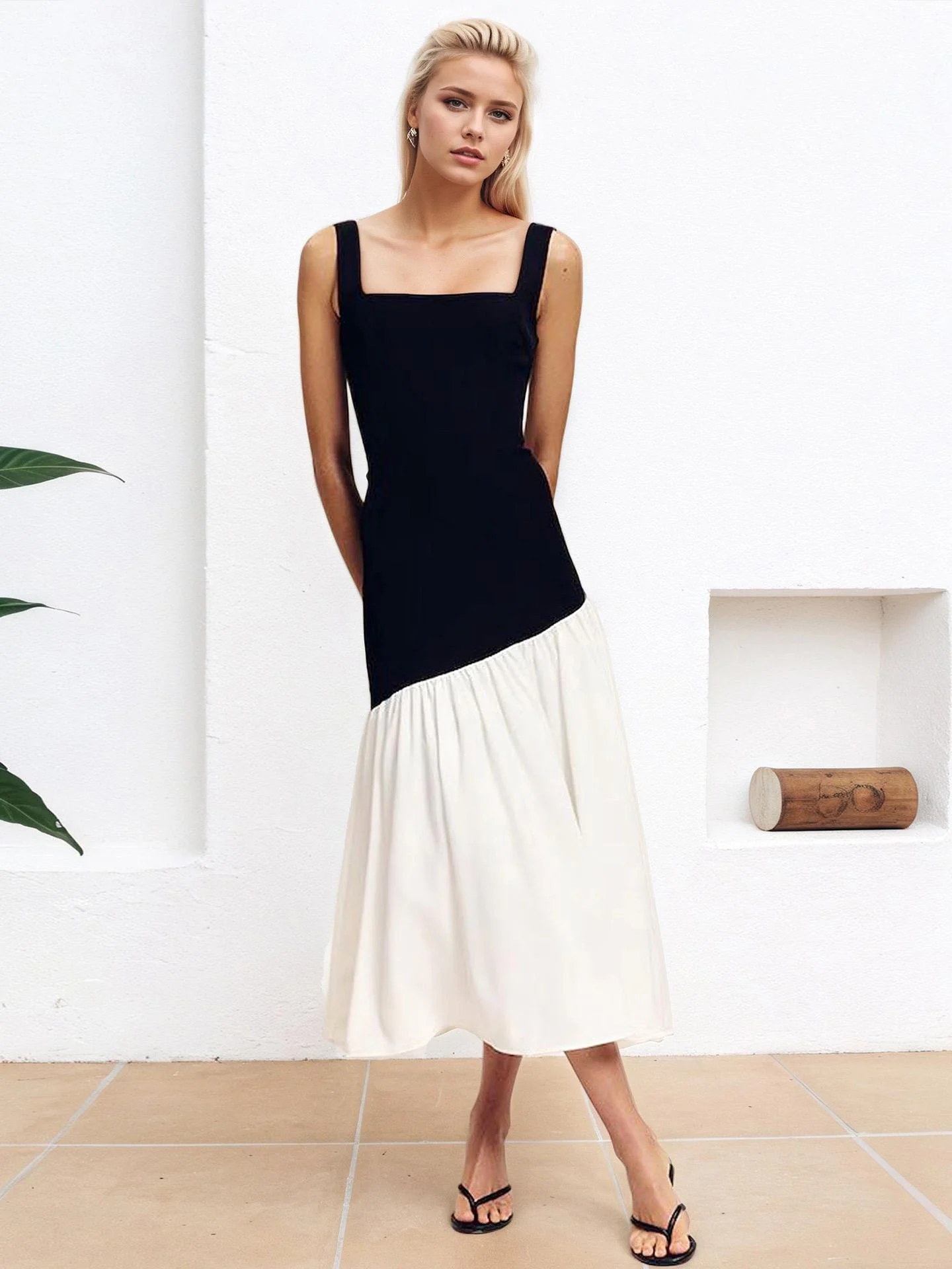 Ziva Statement Midi Dress In Black
