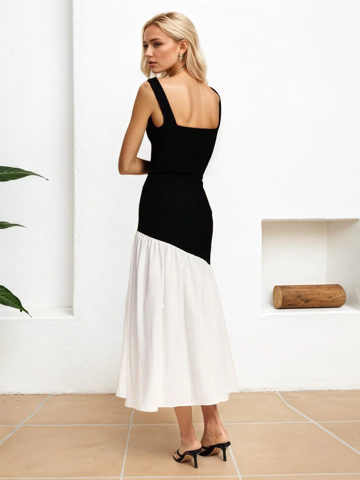 Ziva Statement Midi Dress In Black - Image 2