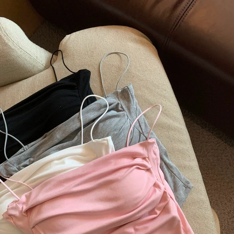 Zouzou Tank Tops with Inbuilt Bra In Grey - Image 2