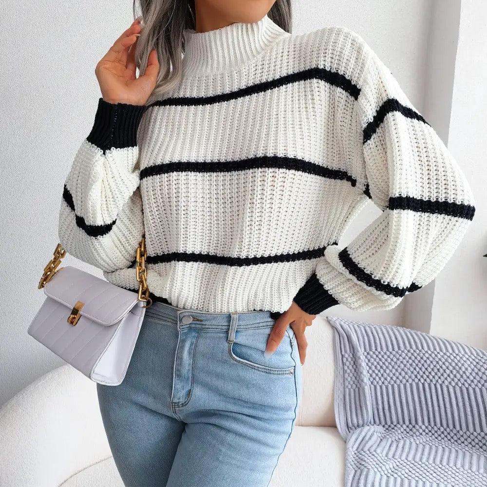 Zuma Striped Sweater in White - Image 2